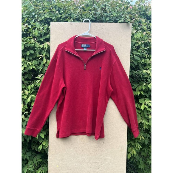Polo Ralph Lauren Quarter Zip Sweater - Red Men's L Large - Excellent Condition - Picture 1 of 3